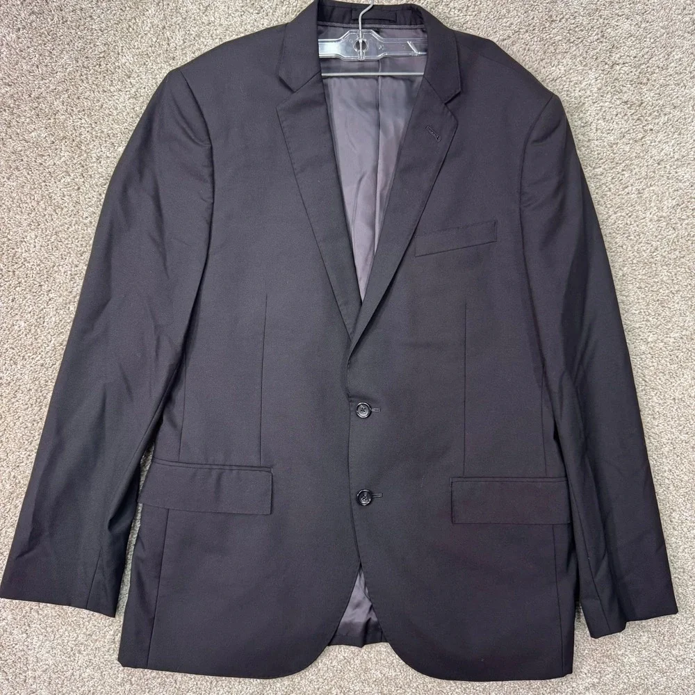 J.Crew Wool Suit Jacket Mens 42R Ludlow Black Loro Piana Super 120s EUC